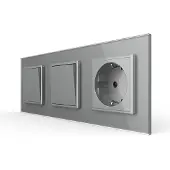 Livolo | Grijs | 1+2+SR | Aan/Uit | Wipschakelaar met wandcontactdoos