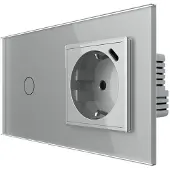 Livolo | Grijs | 1+SR | Aan/Uit | Schakelaar met wandcontactdoos +