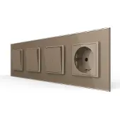 Livolo | Goud | 1+1+2+SR | Aan/Uit | Wipschakelaar met wandcontactdoos