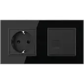 Livolo | Zwart | SR+SR | Wandcontactdoos | Netwerk | Blindplaat -