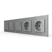 Livolo | Grijs | 1+2+2+SR+SR | Aan/Uit | Wipschakelaar met dubbele