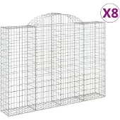 vidaXL Schanskorven 8 st gewelfd 200x30x140/160 cm ijzer