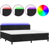 vidaXL Boxspring met matras en LED fluweel zwart 200x200 cm
