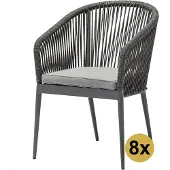 AVH-Collectie Set van 8 Lissabon dining tuinstoel rope stapelbaar
