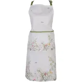 Clayre & Eef Keukenschort 70x85 cm Wit Katoen Bloemen Wit