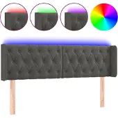 vidaXL Hoofdbord LED 147x16x78/88 cm fluweel donkergrijs