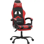 vidaXL Gamestoel draaibaar met voetensteun kunstleer zwart en rood
