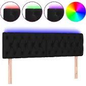 vidaXL Hoofdbord LED 144x7x78/88 cm fluweel zwart