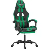 vidaXL Gamestoel draaibaar met voetensteun kunstleer zwart en groen