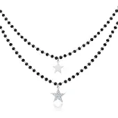 Cilla Jewels Dubbel Laags Ketting Kristal Kralen - Stars Silver