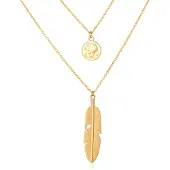LGT JWLS Multilayer Ketting Feather - 2 lagen