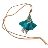 Deja Jewels Lederen Tassel Ketting voor Dames - Blauw