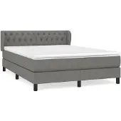 vidaXL Boxspring met matras stof donkergrijs 140x190 cm