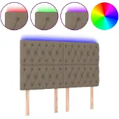 vidaXL Hoofdbord LED 144x7x118/128 cm stof taupe