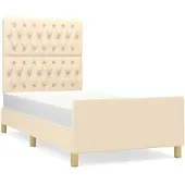 vidaXL Bedframe zonder matras 90x200 cm stof crèmekleurig