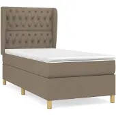 vidaXL Boxspring met matras stof taupe 100x200 cm