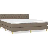 vidaXL Boxspring met matras stof taupe 180x200 cm