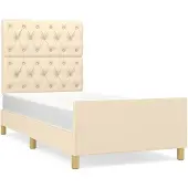 vidaXL Bedframe zonder matras 80x200 cm stof crèmekleurig