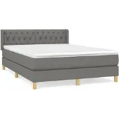 vidaXL Boxspring met matras stof donkergrijs 140x200 cm