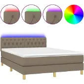 vidaXL Boxspringbed met matras en LED-verlichting, taupekleurig, 140x200 cm, gestoffeerd