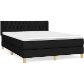 vidaXL Boxspring met matras stof zwart 140x190 cm