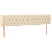 vidaXL Hoofdbord met randen 203x23x78/88 cm stof crèmekleurig