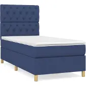 vidaXL Boxspring met matras stof blauw 80x200 cm