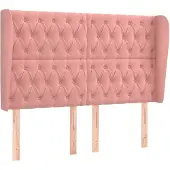 vidaXL Hoofdbord met randen 163x23x118/128 cm fluweel roze