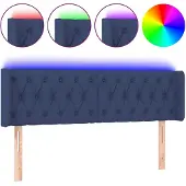 vidaXL Hoofdbord LED 147x16x78/88 cm stof blauw