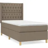 vidaXL Boxspring met matras stof taupe 100x200 cm