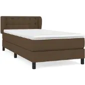 vidaXL Boxspring met matras stof donkerbruin 100x200 cm