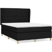 vidaXL Boxspring met matras stof zwart 140x200 cm
