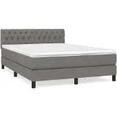 vidaXL Boxspring met matras stof donkergrijs 140x190 cm