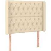 vidaXL Hoofdbord met randen 103x16x118/128 cm stof crèmekleurig