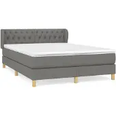 vidaXL Boxspring met matras stof donkergrijs 140x190 cm