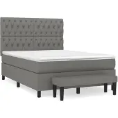 vidaXL Boxspring met matras stof donkergrijs 140x190 cm