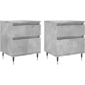 vidaXL Nachtkastjes 2 st 40x35x50 cm bewerkt hout betongrijs