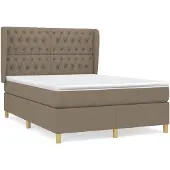 vidaXL Boxspring met matras stof taupe 140x190 cm