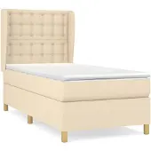 vidaXL Boxspring met matras stof crèmekleurig 100x200 cm