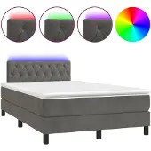 vidaXL Boxspring met matras en LED fluweel donkergrijs 120x200 cm