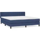 vidaXL Boxspring met matras stof blauw 160x200 cm