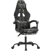 vidaXL gamestoel draaibaar met voetensteun kunstleer zwart&camouflage