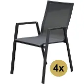 AVH-Collectie Set van 4 New Valley stapelbare tuinstoelen antraciet aluminium