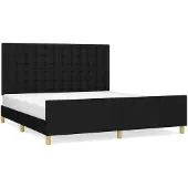 vidaXL Bedframe zonder matras stof zwart 160x200 cm