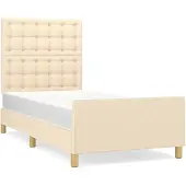 vidaXL Bedframe zonder matras 90x200 cm stof crèmekleurig