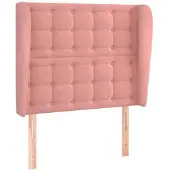vidaXL Hoofdbord met randen 93x23x118/128 cm fluweel roze