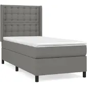 vidaXL Boxspring met matras stof donkergrijs 100x200 cm