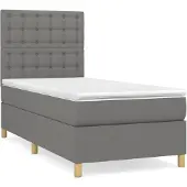 vidaXL Boxspring met matras stof donkergrijs 90x200 cm