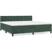 vidaXL Boxspring met matras fluweel donkergroen 200x200 cm