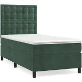 vidaXL Boxspring met matras fluweel donkergroen 100x200 cm